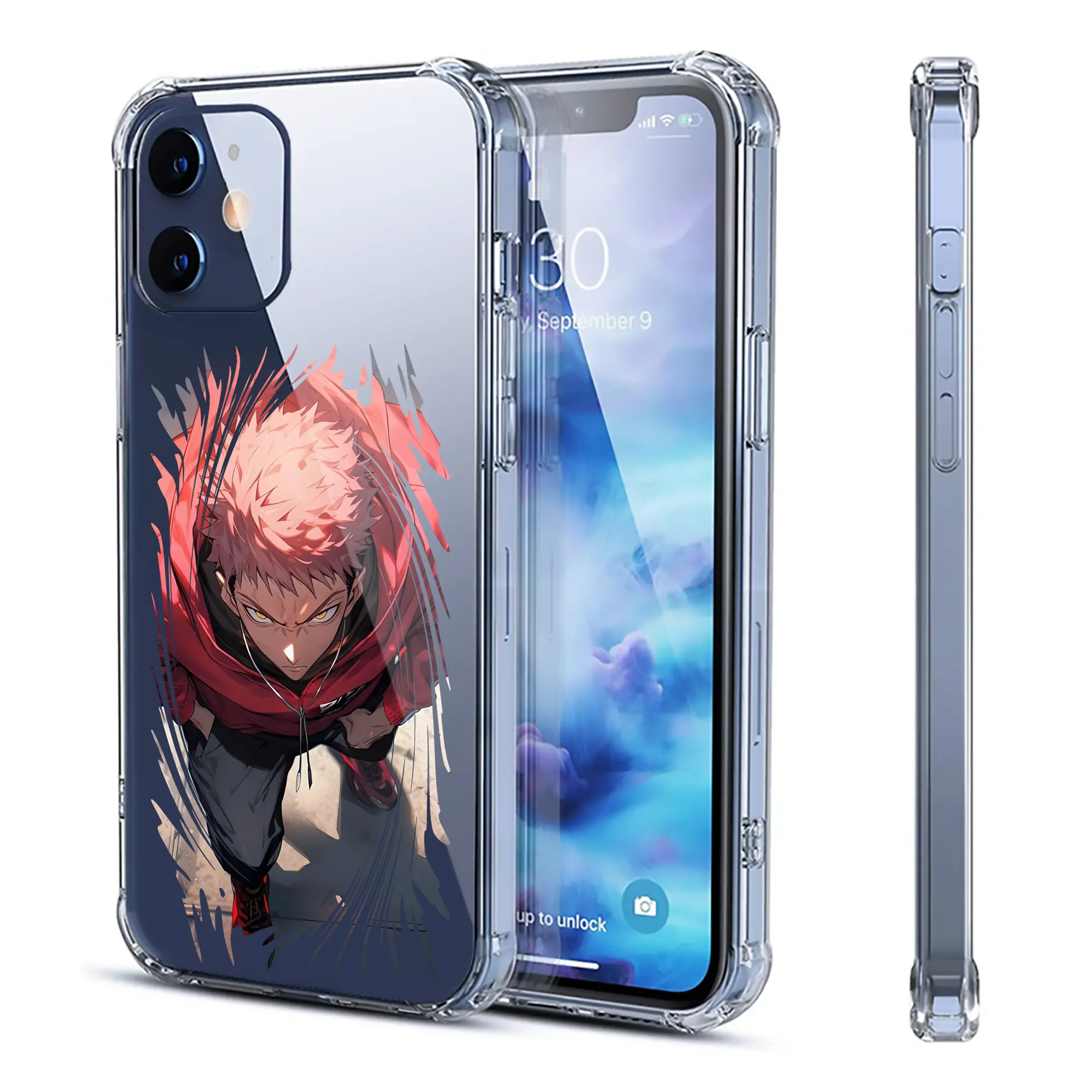 呪術廻戦 グッズ,虎杖 悠仁 - IPhone 12シリーズ対応 ・ 透明スマホケース ・ クリアソフトケース ・ TPU素材 ・ 耐衝撃 ・ 高密着 ・ 防汚 防指紋 ・ 簡単着脱